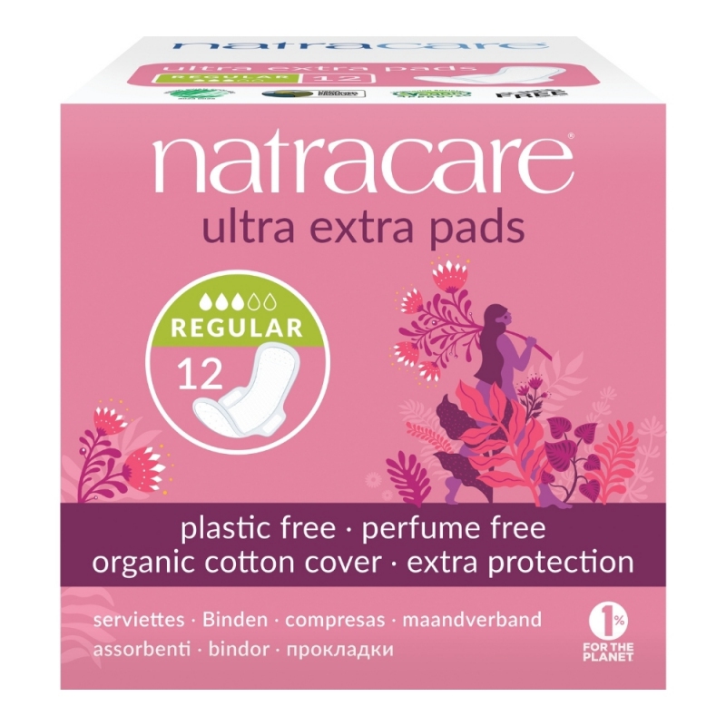 NATRACARE Menstruační vložky Ultra Extra REGULAR s křidélky 12 ks