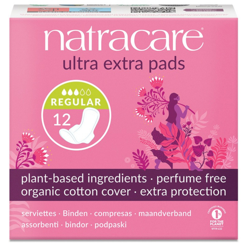 NATRACARE Menstruační vložky Ultra Extra REGULAR s křidélky 12 ks